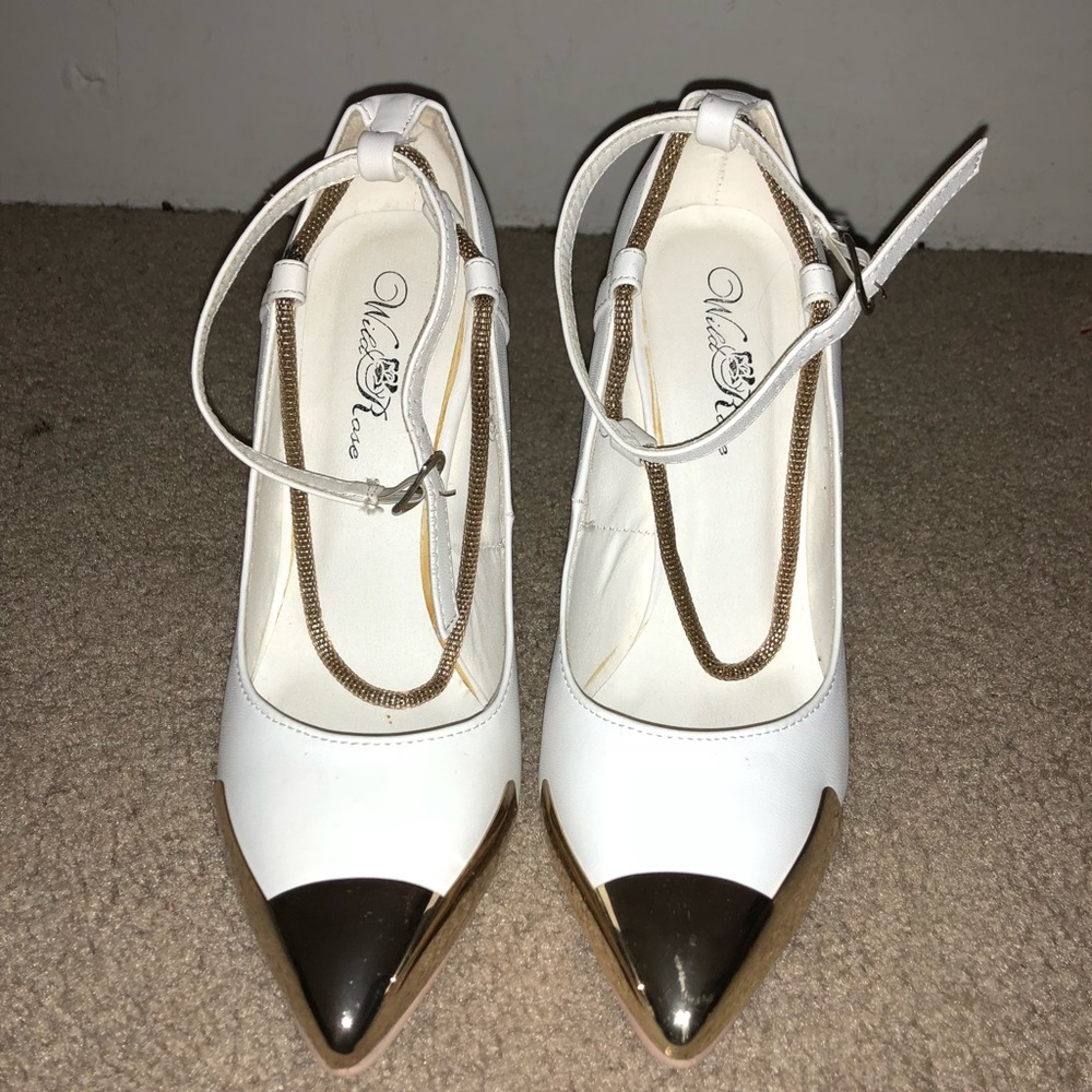 Off white and gold heels